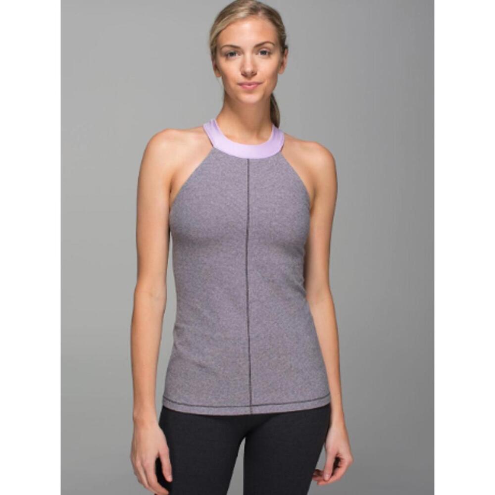 Lululemon Purple and Gray Running Motivate Halter Strappy Back Tank - Size - 4